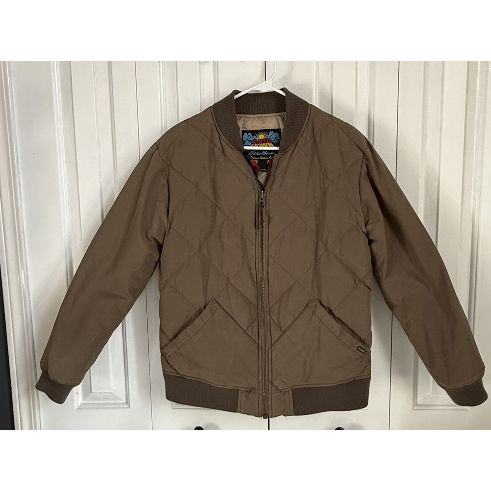 Eddie Bauer 1936 Skyliner 650 Down Diamond‎ Quilted Bomber Jacket Brown medium